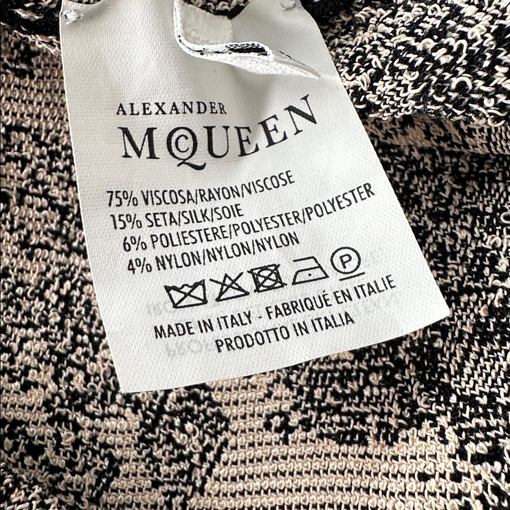 Alexander McQueen Sleeveless Blush Black Motif Jacquard Knit Dress Size L - Picture 15 of 16